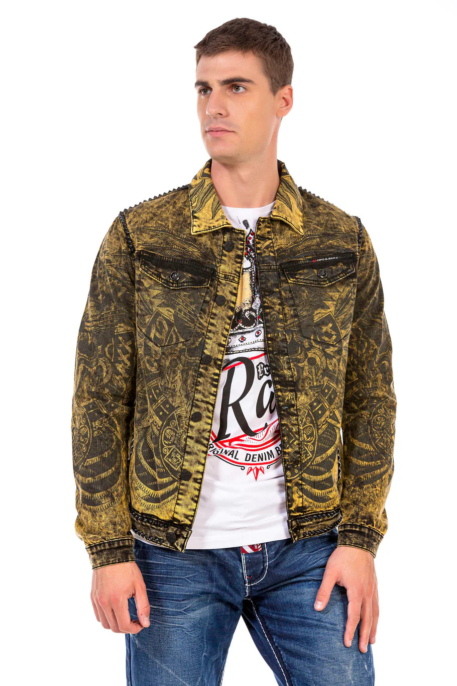 Cipo & Baxx HIGHLAND Herren Biker Jeans Jacke Denim CJ273