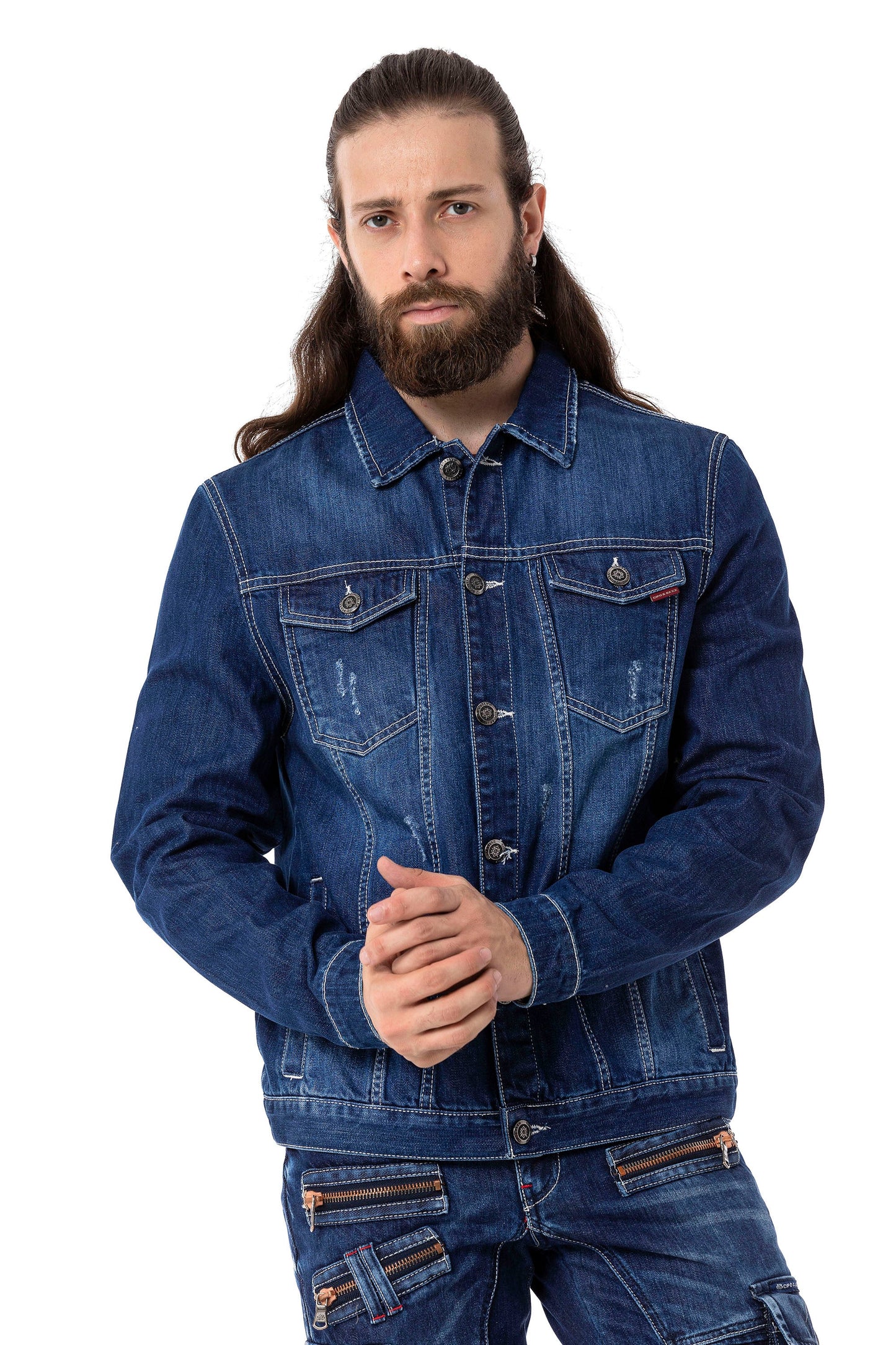 Cipo & Baxx ROB Herren Jeans Jacke Denim darkblue CJ289