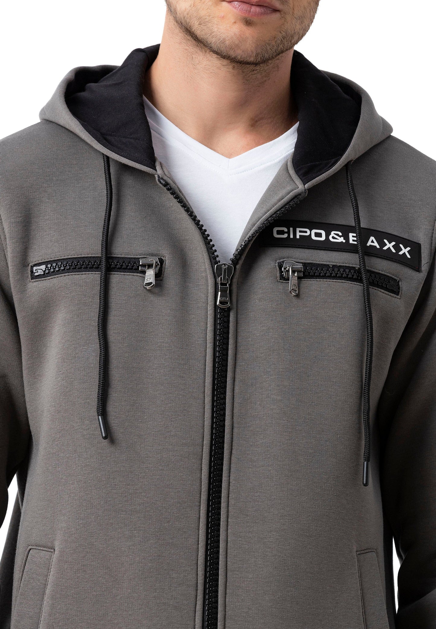 Cipo & Baxx FIRO Herren Kapuzen Hoodi grey Sweatshirt CL577