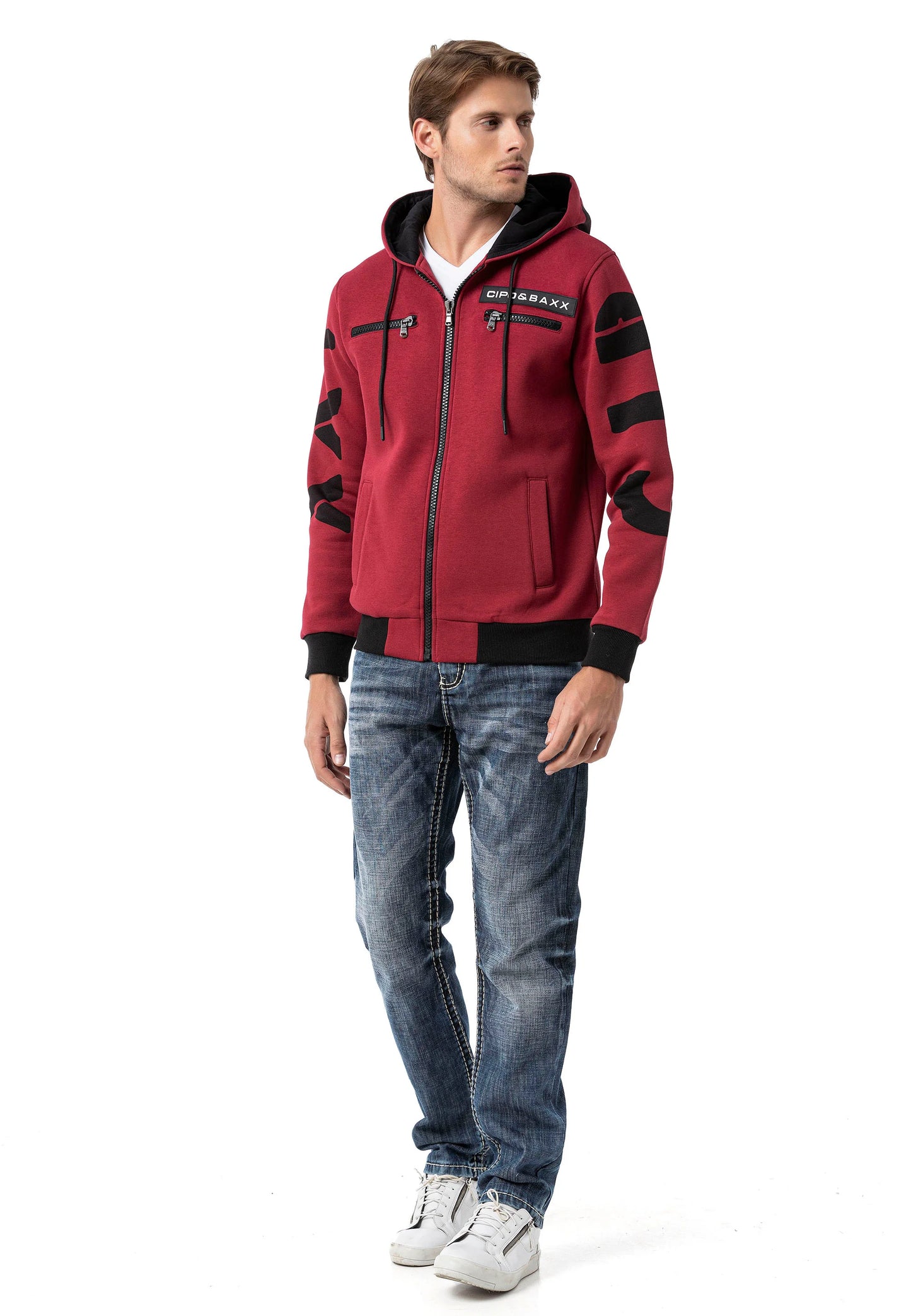 Cipo & Baxx FIRO Herren Kapuzen Hoodi Sweatshirt CL577 red