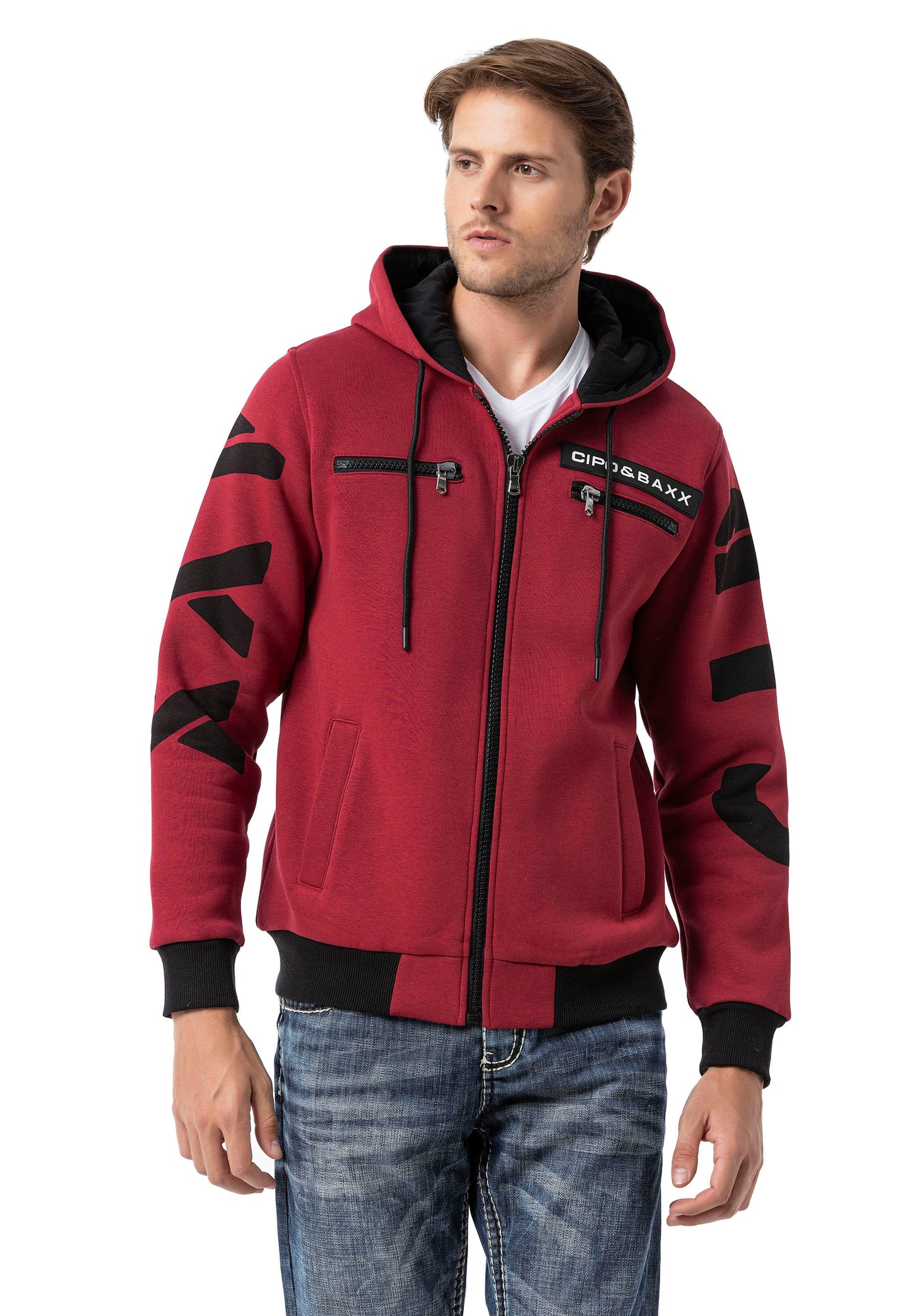 Cipo & Baxx FIRO Herren Kapuzen Hoodi Sweatshirt CL577 red