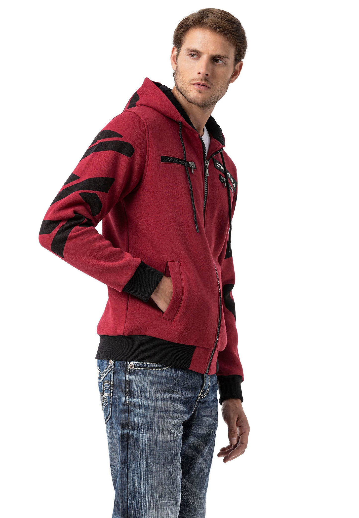 Cipo & Baxx FIRO Herren Kapuzen Hoodi Sweatshirt CL577 red