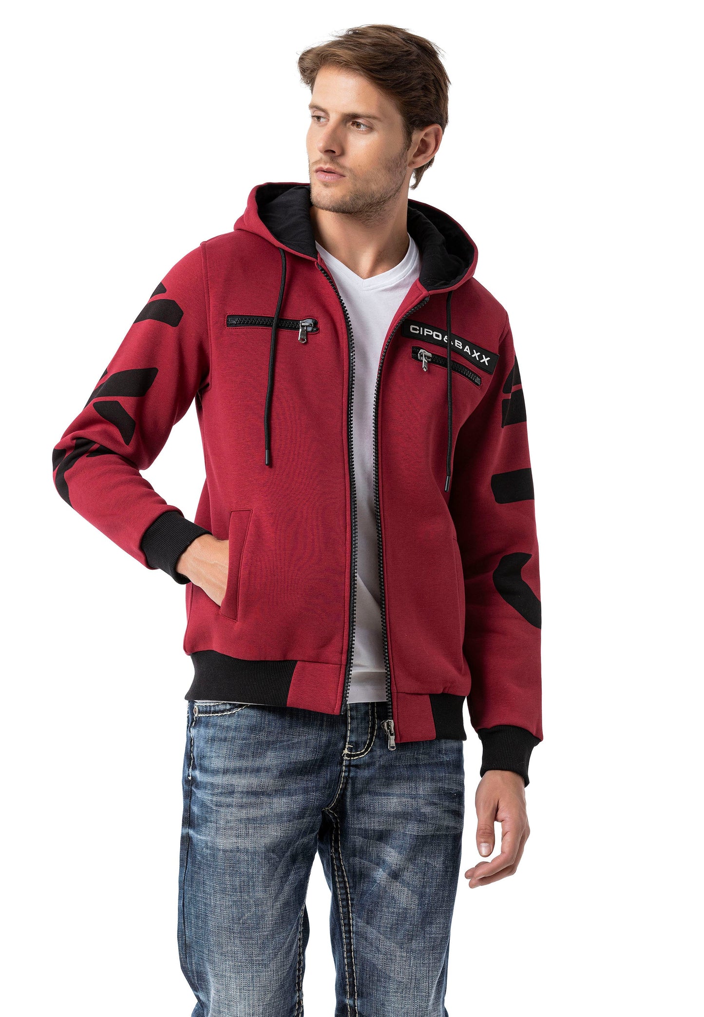 Cipo & Baxx FIRO Herren Kapuzen Hoodi Sweatshirt CL577 red