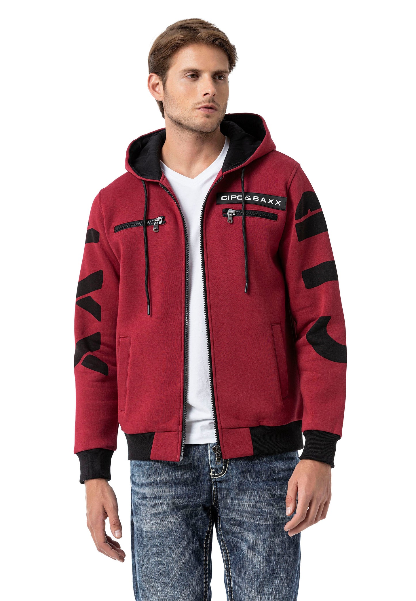 Cipo & Baxx FIRO Herren Kapuzen Hoodi Sweatshirt CL577 red