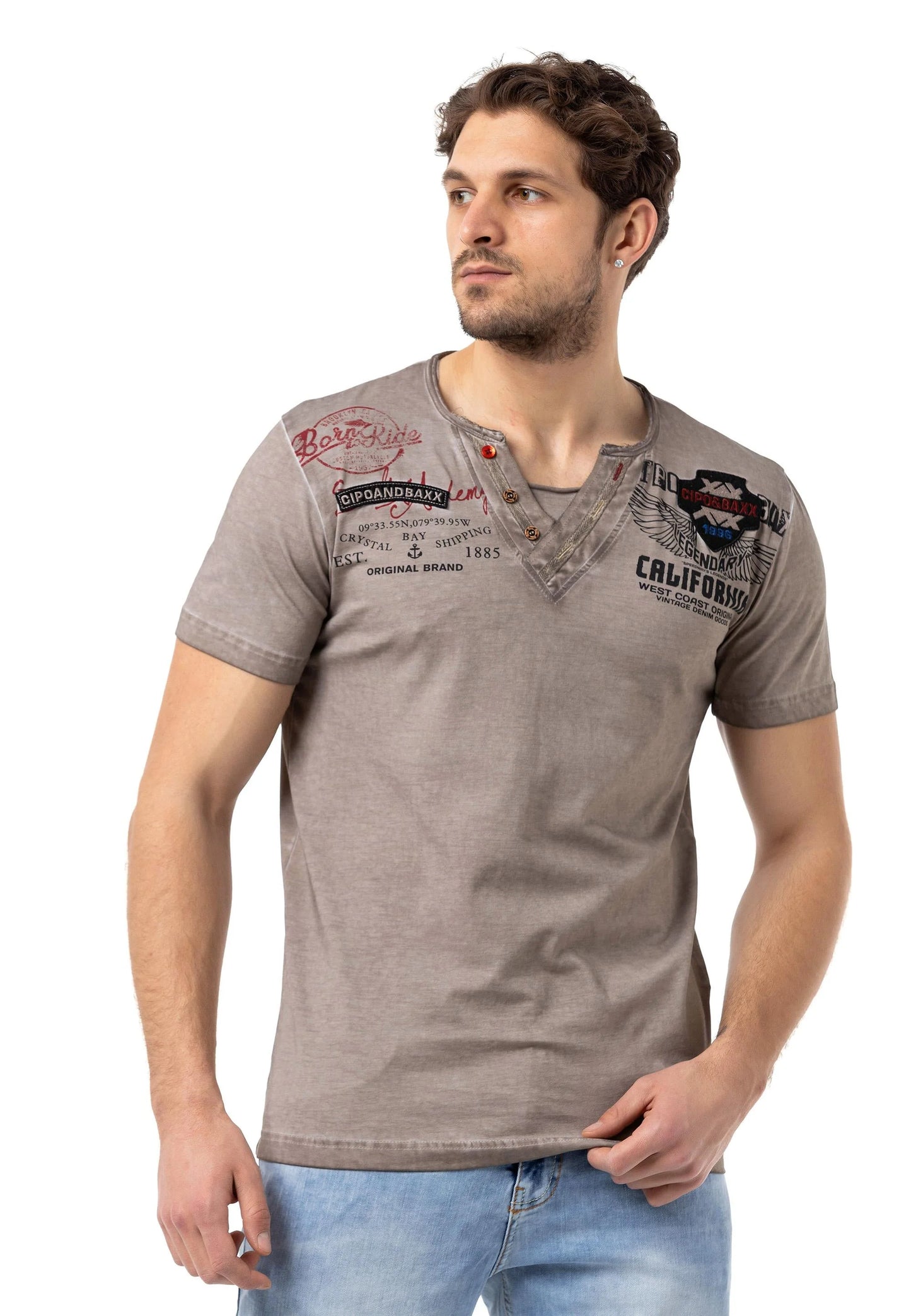 Cipo & Baxx WELCO Herren T-Shirt Beige CT783