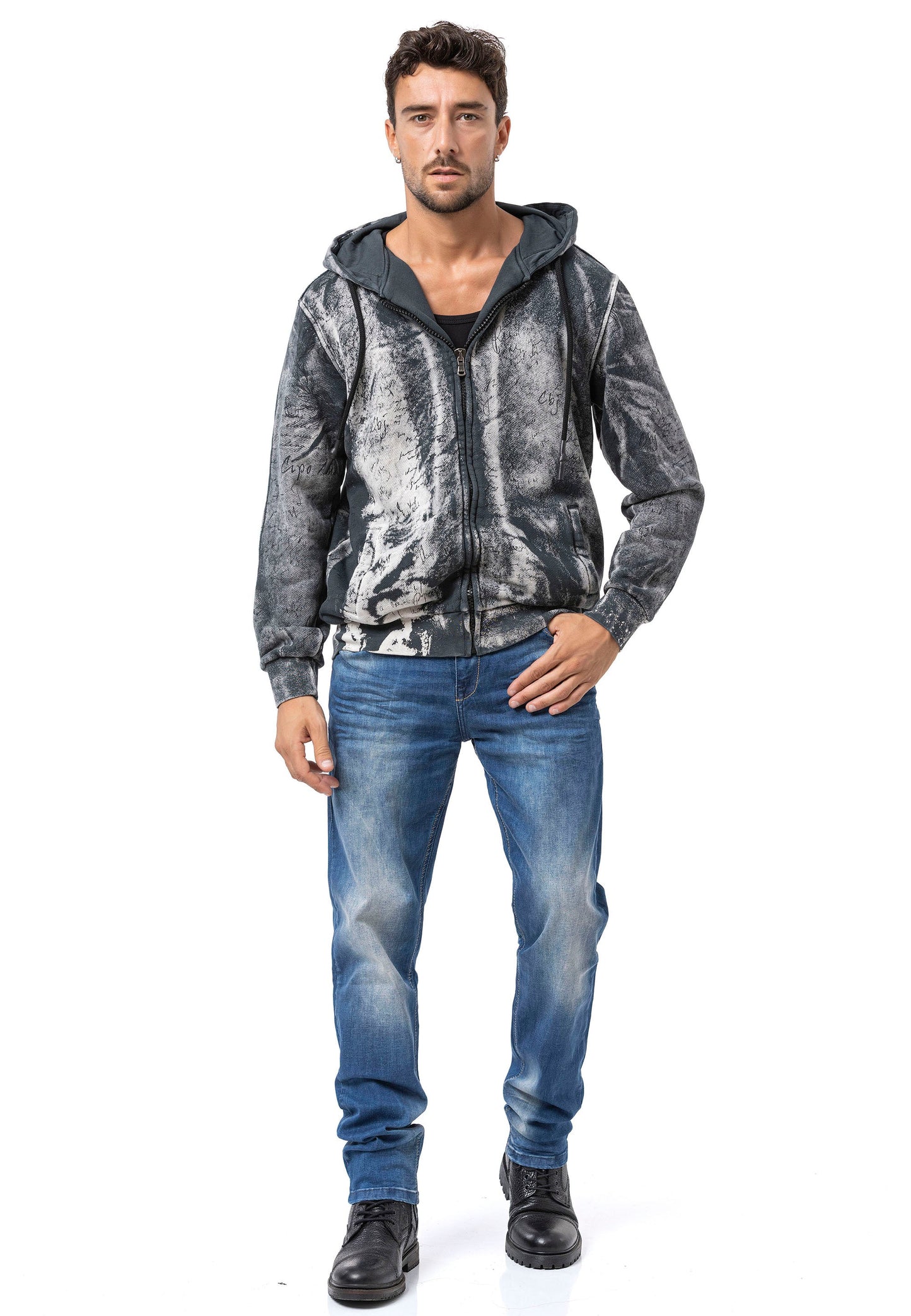 Cipo & Baxx LONS Herren Kapuzen Sweatshirt black CL594