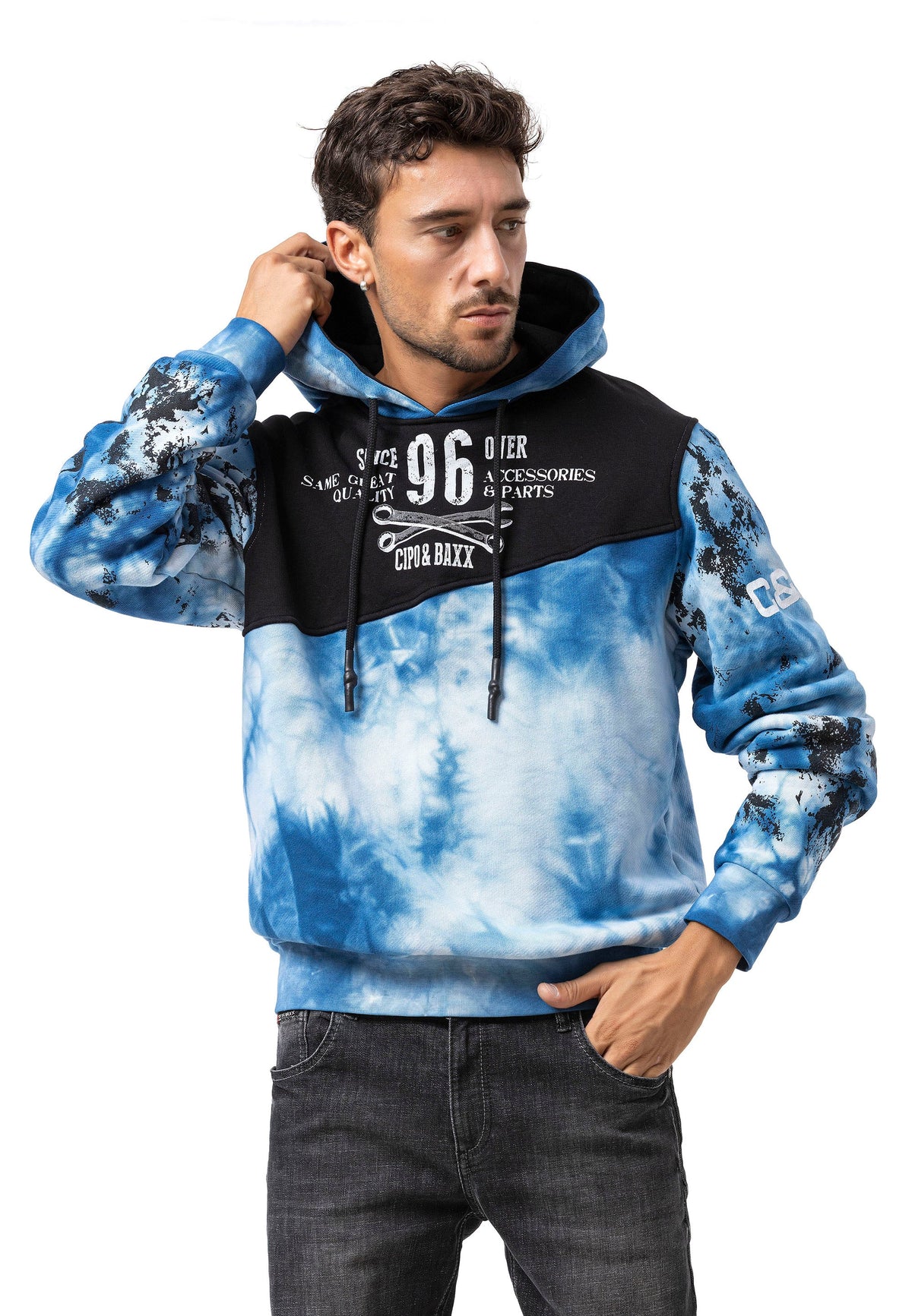 Cipo & Baxx SENA Herren Kapuzen Sweatshirt CL593 blau