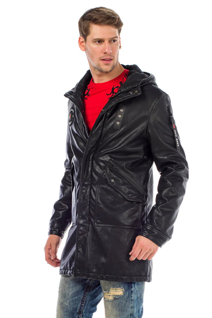 Cipo & Baxx SIRO Herren Ledermantel CM148