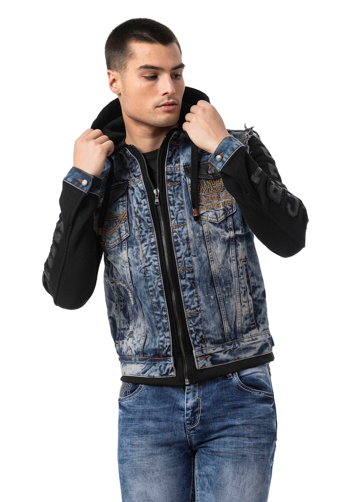 Cipo & Baxx HARTFORD Herren Jeans Jacke Weste Denim Hoodie CJ309