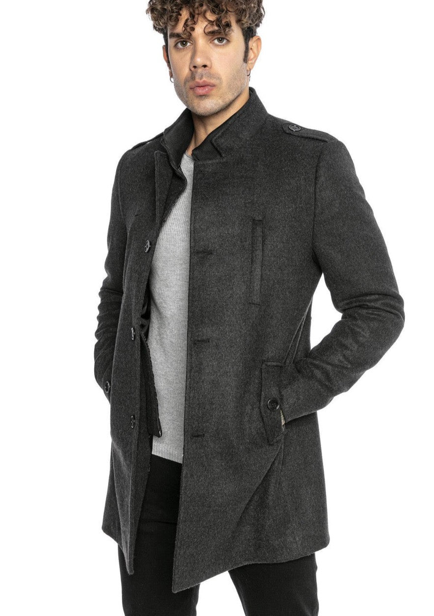 Redbridge Slim-Fit – persvision M6083 Herren Mantel Winterjacke Grau elegante Jacke
