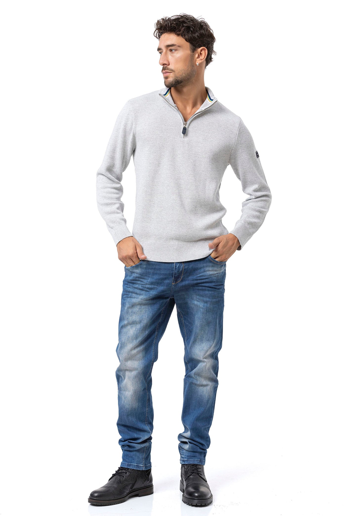 Cipo & Baxx WEXA Herren Pullover grau CP290