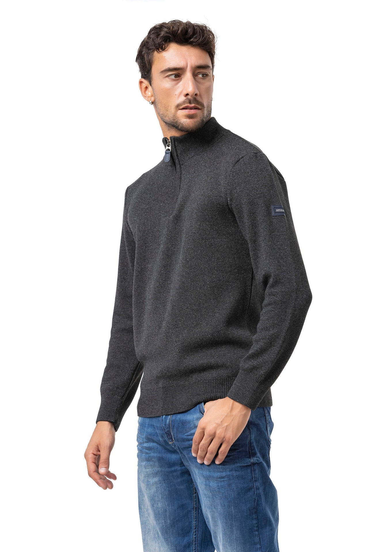 Cipo & Baxx WEXA Herren Pullover dunkelgrau CP290