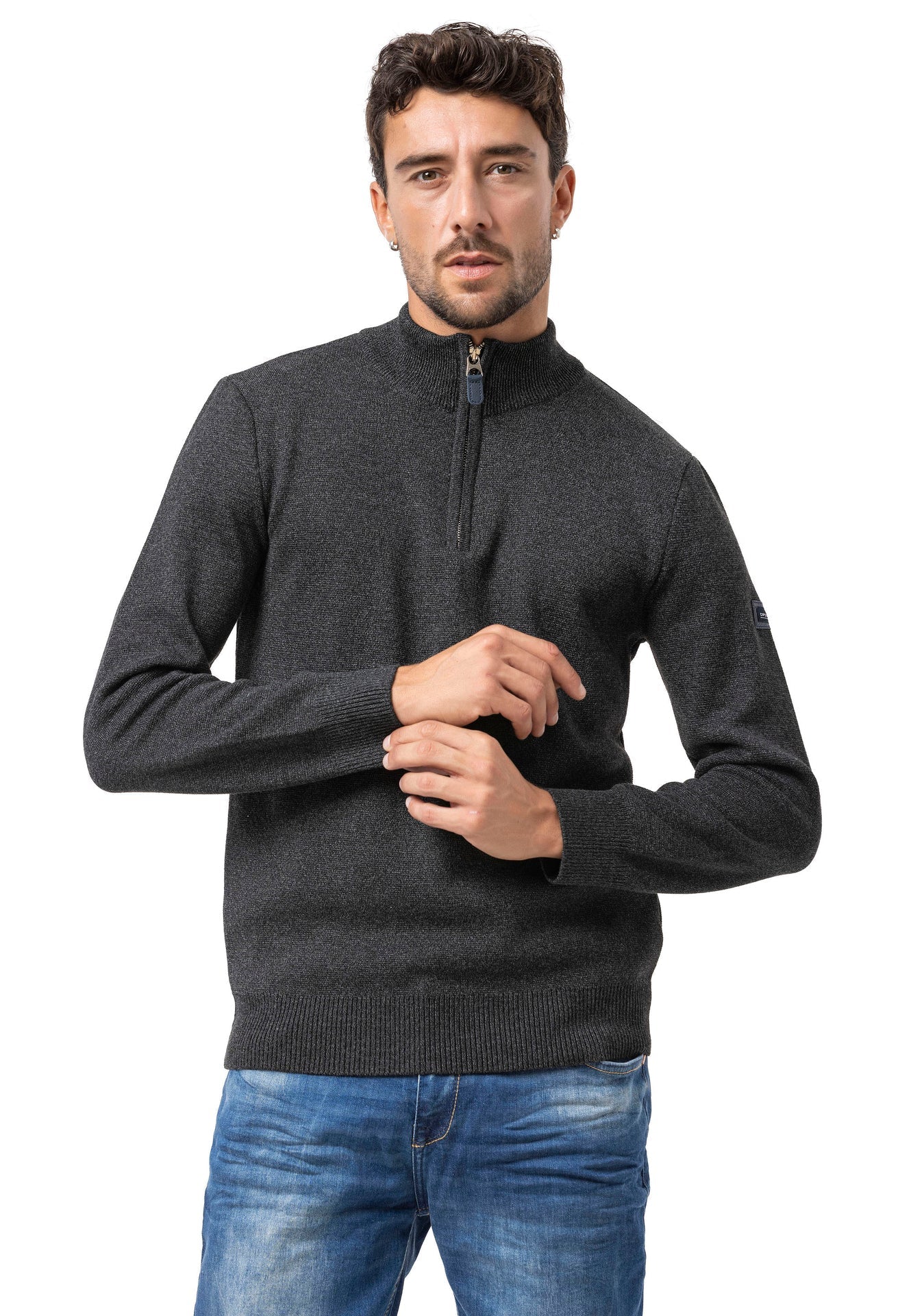 Cipo & Baxx WEXA Herren Pullover dunkelgrau CP290