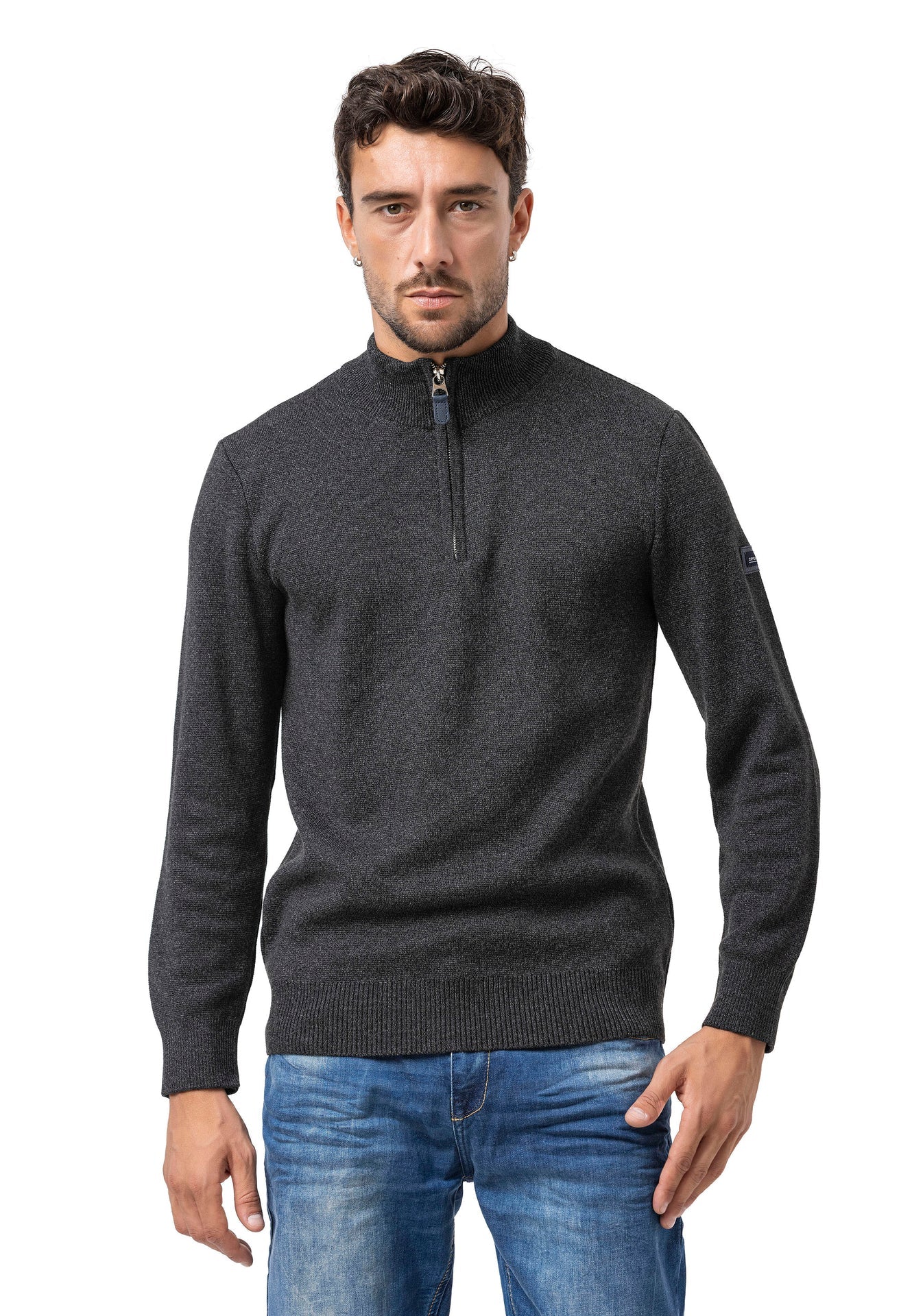 Cipo & Baxx WEXA Herren Pullover dunkelgrau CP290