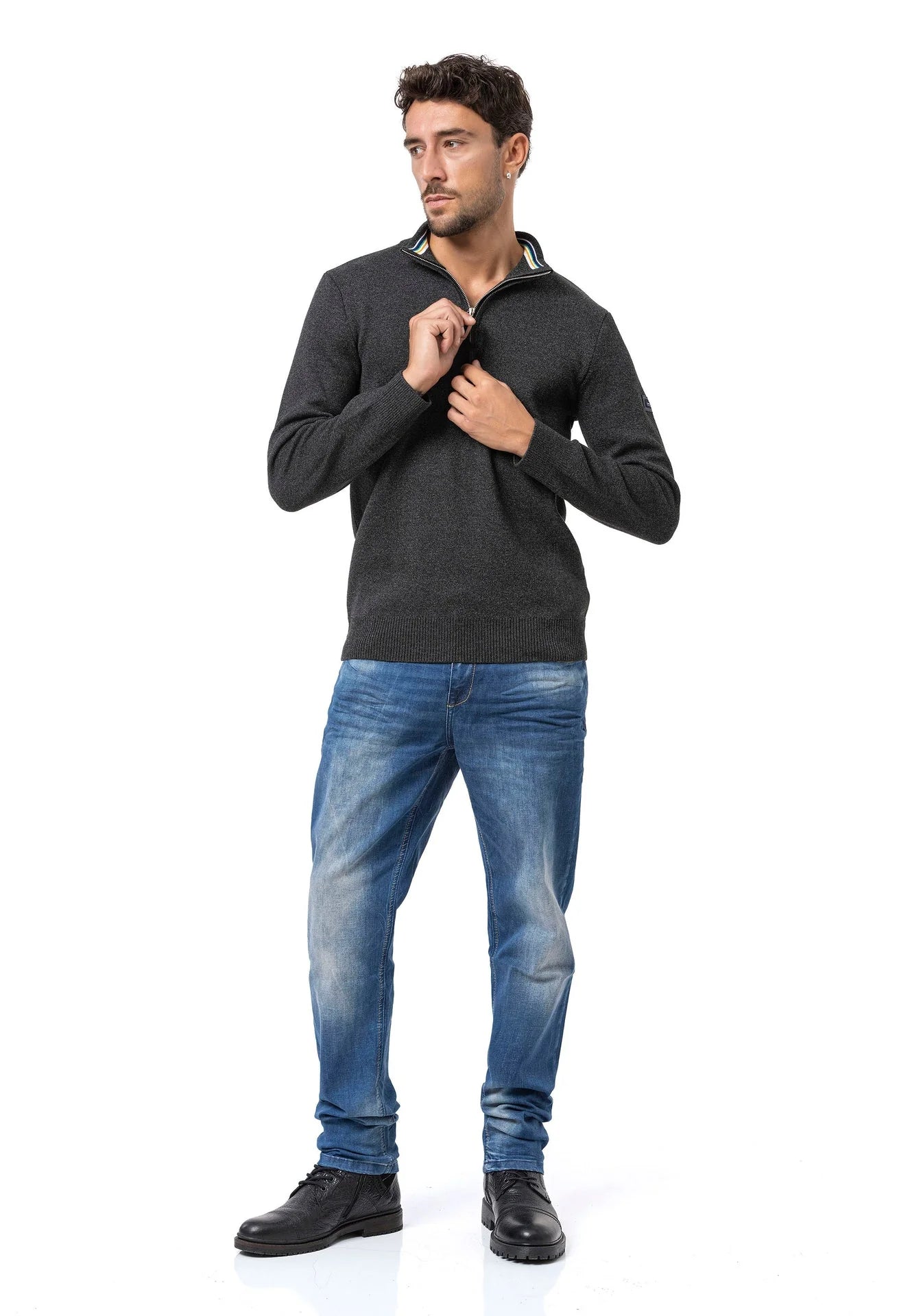 Cipo & Baxx WEXA Herren Pullover dunkelgrau CP290