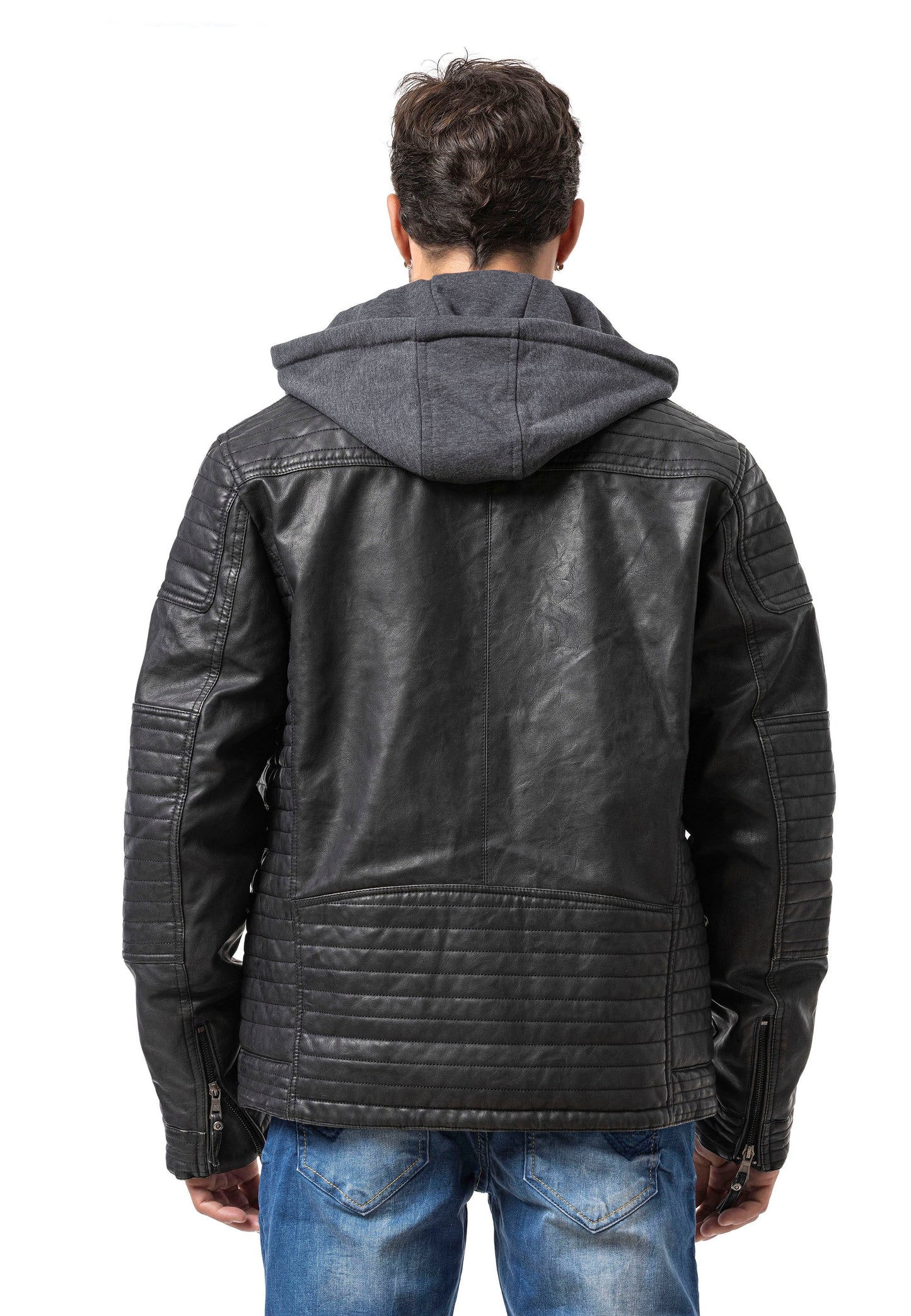 Cipo & Baxx SHIELD Herren Lederjacke mit Kapuze CM231