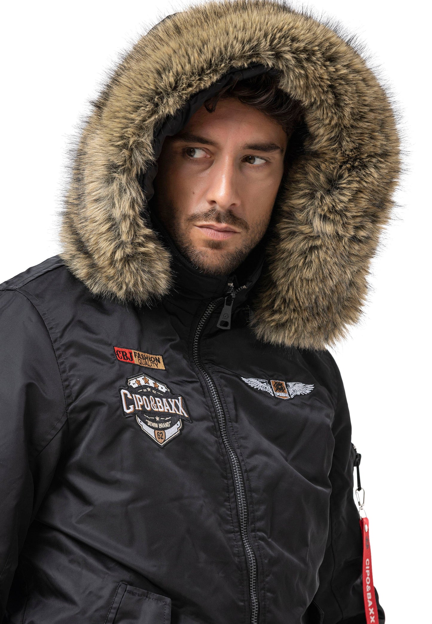 Cipo &amp; Baxx PERM men's bomber jacket hood CM134