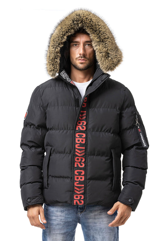 Cipo &amp; Baxx MARTIN men's bomber jacket fur collar CM220