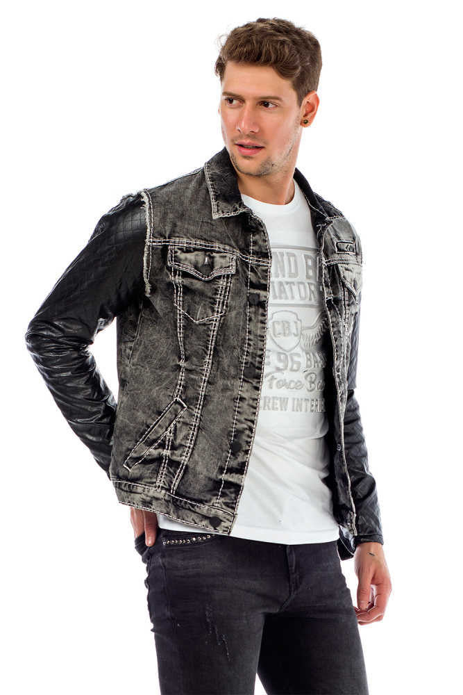 Cipo & Baxx COLORADO Herren Biker Jeans Jacke Denim C44603 - Persvision