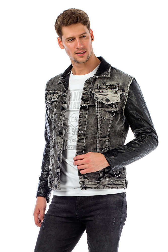 Cipo & Baxx COLORADO Herren Biker Jeans Jacke Denim C44603 - Persvision