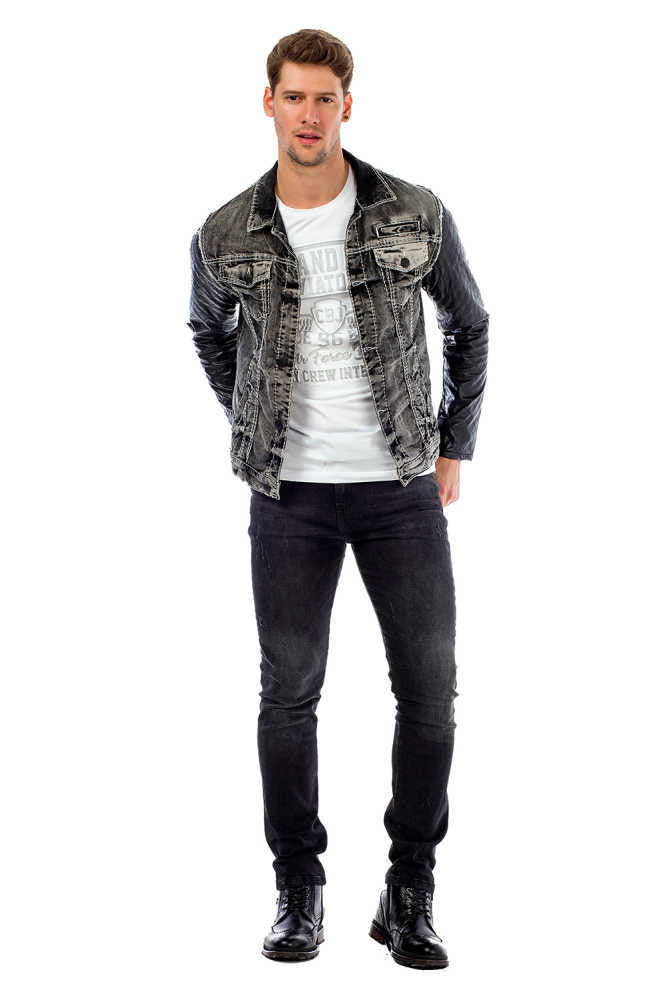 Cipo & Baxx COLORADO Herren Biker Jeans Jacke Denim C44603 - Persvision