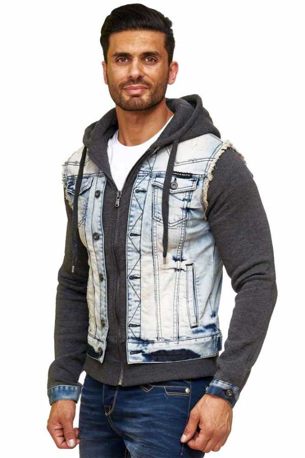 Cipo & Baxx PORTLAND Herren Jeans Jacke Weste Denim Hoodie CJ112