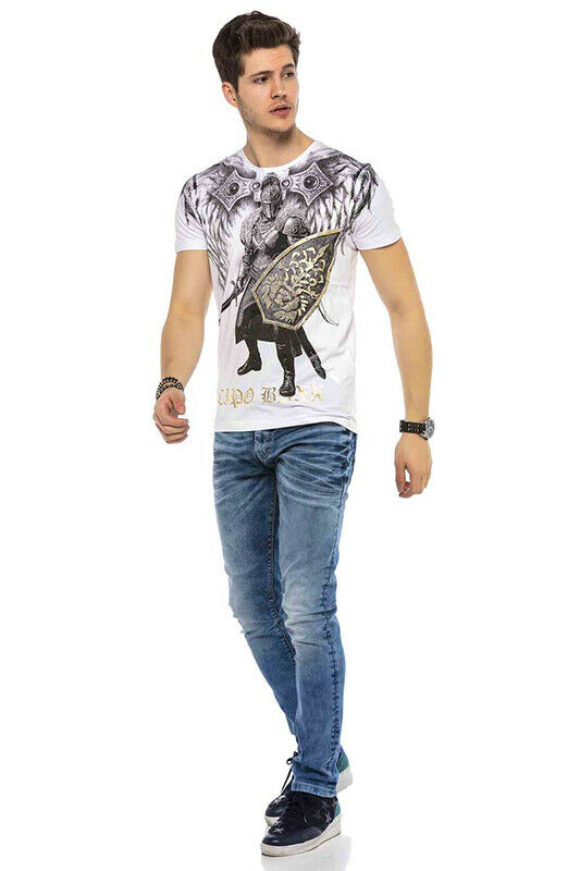 Cipo & Baxx KNIGHT Herren T-Shirt CT546 weiß